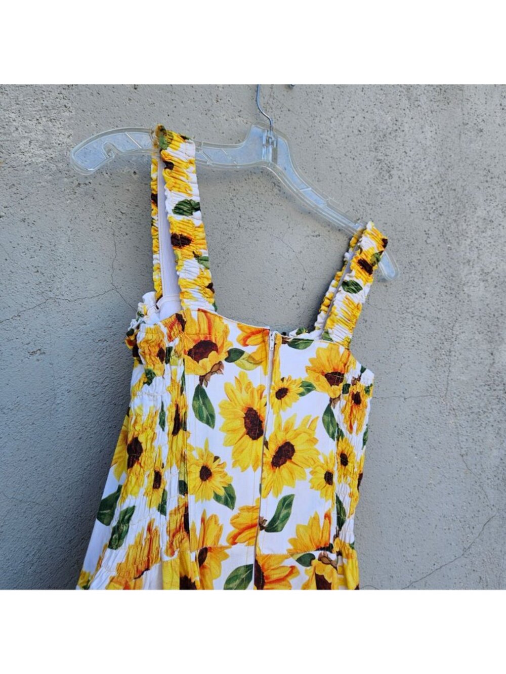 Vintage 90s French Sunflower Print Cotton Sundress Size M - Picture 16 of 16